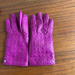 Coach Magenta Leather Gloves Size 7